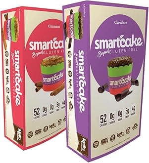 Cinnamon and Chocolate Smartcake bundle: 4 twin-packs of cinnamon and 4 twin-packs of chocolate, gluten free, sugar free, keto snack cakes; 8 twin-packs total