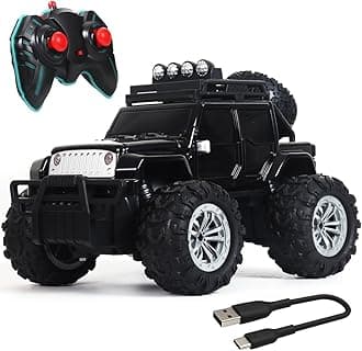 Wembley Monster Truck Remote Control Rc Car Offroad High Speed Racing Car For Kids With 2 Speed And 4 Headlight Modes | Gift For Boys | Rechargeable Lithium Battery | Made In India - Black