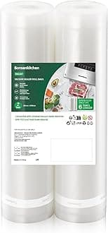 Bonsenkitchen Vacuum Sealer Rolls Bags, 2 Packs 28 cm x 600 cm Storage Bags (Total 12 m), BPA Free, Durable Commercial Customized Size for Food Storage and Sous Vide Cooking (VB3207)