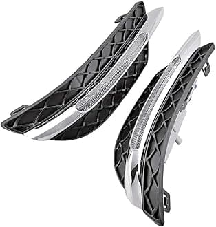 Astra Depot Pair LED 6000K DRL Fog Light Lamp Cover Daytime Running Light Chrome Trim Molding Compatible with Mercedes Benz C-Class W204 C300 2011-2013 2014