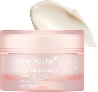 Medicube Triple Collagen Cream - Hydrating & Firming Moisturizer with Hyaluronic Acid, Premium Elastin, Shea Butter - Wrinkle Care & Boosts Elasticity - Korean Skincare, 1.69 oz