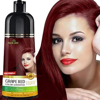 Herbishh Hair Color Shampoo for Gray Hair | Magic Hair Dye Shampoo | Colors Hair in Minutes | Long Lasting | Full Grey Coverage | 3-In-1 Hair Colour | Ammonia-Free (Grape Red)