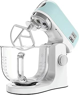KMX754APB Stand Mixer for Baking, Stylish Kitchen Mixer with K-beater, Dough Hook and Whisk, 5L Glass Bowl, Removable Splash Guard, 1000 W, Pastel Blue
