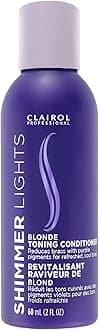 Clairol Professional Shimmer Lights Purple Conditioner, 2 fl. Oz *Travel Size Neutralizes Brass & Yellow Tones For Blonde, Silver, Gray & Highlighted Hair **Packaging May Vary