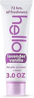 hello All Over Lavender Vanilla Deodorant Cream, Aluminum Free Deodorant Cream for Pits, Privates + More, Offers 72 Hours of Freshness, Safe for Sensitive Skin, Vegan, 1 Pack, 3 Oz Tube