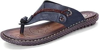 Mens Flip Flops Casual Leather Home Sandals For Mens Rubber Sole Slippers