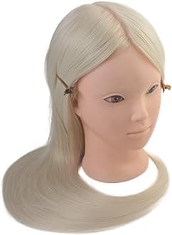24" Cosmetology Makeup Face Painting Mannequin Manikin Heads with Hair,Salon Styling Practice Braiding Doll Head- Synthetic Hair -Blonde Color