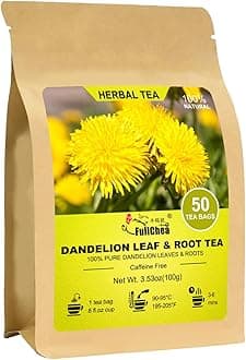 Dandelion Leaf & Root Tea bags, 50 Teabags - Natural Dandelion Herbal Tea for Liver & Kidney Health - Non-GMO - Caffeine-free - Support Digestion & Boost Immune System