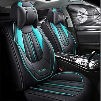 Luxury 5-Seat Car Seat Covers Fit for Patriot Full Set Cushion Leather Front Rear Seat Protectors Non-Slip Waterproof Durable Vehicle Seat Covers with Headrest(Black Green)