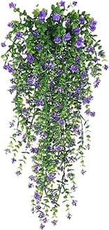 Lifelike Artificial Flowers Artificial Flower Decor Hanging Artificial Flower Vine Faux Drooping Floral Plants for Home Wedding Indoor Outdoor Garden Yard Decoration Blue Purple 1pc