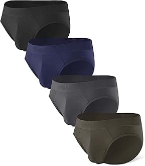 Separatec Mens Underwear Briefs, Breathable Cooling Rayon Made from Bamboo Underwear, Dual Pouch Mens Briefs 4 Pack