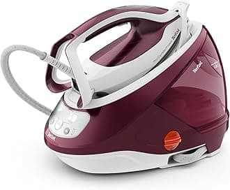 Tefal High Pressure Steam Generator Iron, 135g/min Steam Output, Non-Stick Durilium Soleplate, 540g/min Steam Boost, 7.5-Pump Bars with Pro Express Protect Technology, White & Burgundy, (GV9220)