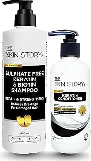 Sulphate-Free Shampoo & Conditioner Hair Care Set | Sulphate-Free Keratin Shampoo (450ml) and Keratin Conditioner (250g) | Repairs & Nourishes Damaged Hair | No Sulfate | Combo Pack