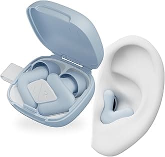 Silence Ear Plugs for Sleep, Focus & Travel - Comfortable, Travel Essential, Noise Cancelling, V-Shape Snug Fit & Soft Oval Tips, 4 Sizes XS/S/M/L, Reusable - Blue