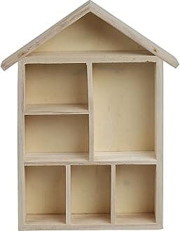 Creativ 575160 1-Piece Wooden House Shaped Shelving System with 7 Small Compartments, Beige