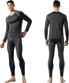 FITEXTREME Mens MAXHEAT Soft Fleece Long Johns Thermal Underwear Set Grey M
