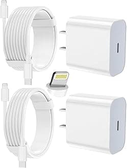 FEEL2NICE 2 pack Type C Wall Charger Block with 2 pack [6FT&10FT] Long USB C to lightning cable