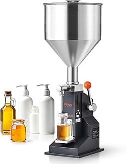 VEVOR Manual Paste Liquid Filling Machine, 5-100ml Adjustable Bottle Filling Machine, Stainless Steel Liquid Filler with 11.5L Hopper for Milk Water Juice Essential Oil Shampoo Cosmetic Honey