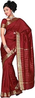 Womens Indian Ethnic Traditional Banarasi Art Silk Saree Sari Wrap Fabric Dress Drape