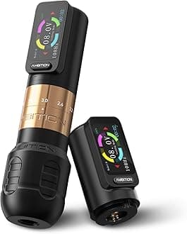 Ambition Seher Wireless Tattoo Machine with 6 Strokes Length 2.2mm-4.2mm Rotary Tattoo Gun Cartridge Pen with 2Pcs 2400mAh Touch Buttons LED Digital Display Coreless Motor for Tattoo Artist