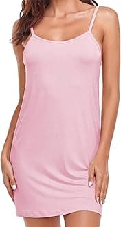 FshwayFull Slip for Women Inner, Long Slips for Women for Dresses, Long Slip for Women Inner, Under Dress Spaghetti Mid Thigh Length Slips Undergarment Nightwear