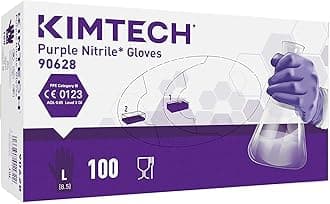 Kimtech Purple Nitrile Disposable Protective Gloves, Latex and Powder Free for Heavy Duty protection Against Chemicals and Virus's, Box of 100 Medium