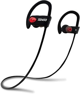 SENSO Bluetooth Headphones, Best Wireless Sports Earbuds w/Mic IPX7 Waterproof HD Stereo Sweatproof Earphones for Gym Running Workout Noise Cancelling Earphones Earbuds Noise Cancelling Headsets