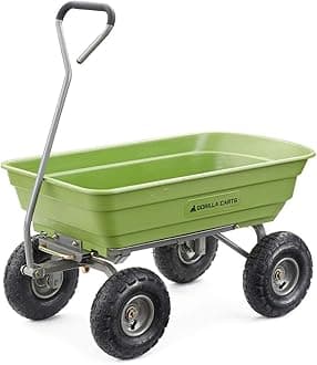 Gorilla Carts Heavy Duty Poly Yard Dump Cart, Lawn & Garden Wagon, 600 Lb, Green