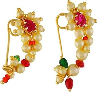 Maharashtrian Traditional Banu Nath Non Pierced Nosepins Ring Nathiya For Women.