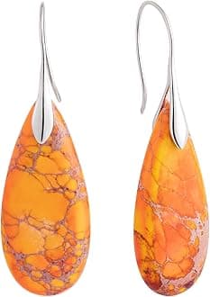 SELOVOStone Fishhoop Dangle Drop Earrings Statement Earrings Silver Tone