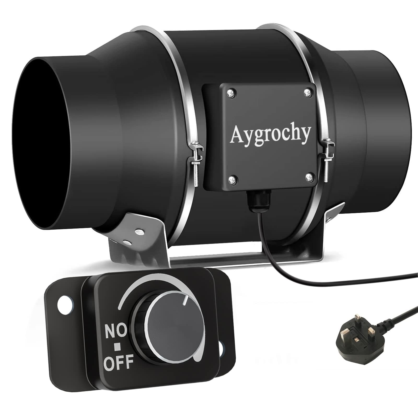 Inline duct Fan 150mm/6 inch, Extractor Fan with Variable Speed Controller, using for Bathroom, Office, Grow Tents, EC motor 2800 rpm, UK Plug