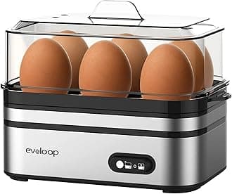 Electric Fast Egg Cooker, 6 Egg Capacity, Soft, Medium, Boiled, Egg Poacher with Auto Shut Off, BPA Free