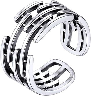 PROSILVER 925 Sterling Silver Adjustable Open Ring for Women, Solid Sterling Silver Stackable Ring, knuckle Finger Ring, Pinky Ring, Come with Box