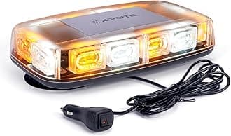 Xprite 12" Roof Top Strobe Light, High Bright LED Emergency Flashing Beacon Light w/Magnetic Mount for 12V-24V Construction Vehicles, Truck, Snow Plow, Postal Car (Amber White)