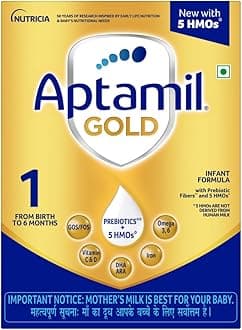 Aptamil Gold Infant Formula Milk Powder for Babies - Stage 1 (Upto 6 months) - with HMO and Prebiotics - 400gms - BIB Pack