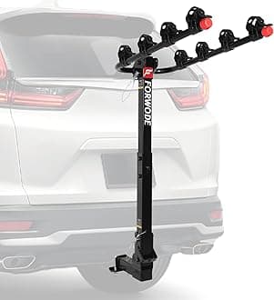 Forwode Hitch Mount Rack Fits 4 x 35 lbs Bicycles, Bike Hitch Rack for Car, Foldable Wobble Free, Hitch Lock, 2-Inch Receiver