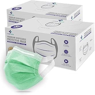 3 Ply Disposable Surgical Face Mask Box with FABRIC Earloop and built in Nose Pin, Certified by BFE>99% and PFE > 95%, SITRA, DRDO, ISO and CE (Pack of 200, GREEN)