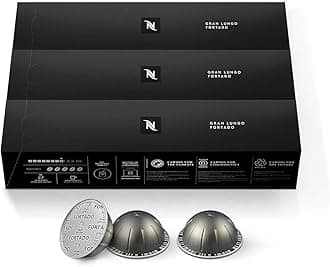Nespresso Capsules Vertuo, Fortado Gran Lungo Americano, Dark Roast Espresso Coffee, 30 Count Coffee Pods, Brews 5.0oz.