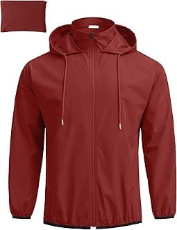 COOFANDY Men's Packable Rain Jacket Lightweight Waterproof Raincoat with Hood Outdoor Running Hiking Cycling