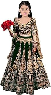 The Fashion Prime Girl's Taffeta Satin Semi-Stitched All Color and Design Lehenga Choli