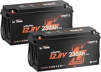 Litime 12V 230Ah Bluetooth Lithium Battery, 4000+ Deep Cycle LiFePO4 Battery, Max 2944Wh Energy, Perfect for RV, Travel Trailer, Fifth Wheel, Off-Grid - 2 Packs