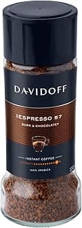 DAVIDOFF Espresso 57 Instant Coffee - Dark and Chocolatey - Intense Roast with a Smooth Aroma - 100% Arabica Beans - 11/12 Intensity. 12/12 Roasting. 6/12 Acidity - 1 x 3.52 oz
