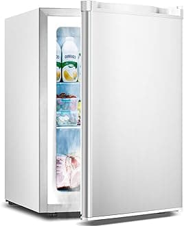 2.2 Cu.ft Upright Freezer, Small Mini Freezer with Adjustable Thermostat, Removable Shelves, Reversible Single Door, for Bedroom/Home/Dorms/Apartment (White)