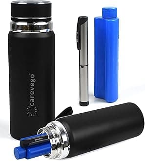 24H Insulin Cooler Travel case for Diabetics Carrying On, Working, Office, etc. Well-Organized Case for Medication Cooling Insulation Epi Pen Carrying Case with One BioGel Ice Pack Black