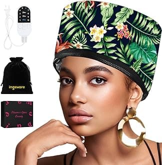 Heat Cap for Deep Conditioning, Ingeware Thermal Cap for Hair Steamer Cap for Natural Hair Portable Electric Heat Hair Spa Cap for Home Use Pattern (Floral Print)