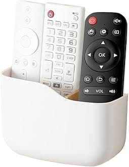 SUNFICON Universal Adhesive Caddy Wall Mounted Hollow Slot Remote Control Holder (White)