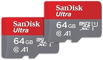 SanDisk 64GB Ultra microSDXC Card + SD Adapter up to 140 MB/s with A1 App Performance UHS-I Class 10 U1 - Twin Pack