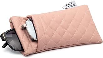 Face Shadow Double Glasses Case Soft Eyeglass Case For Women Men Squeeze Top Sunglasses Case With Cleaning Cloth