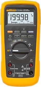 Fluke 87V MAX True-RMS Digital Multimeter, Rugged, Waterproof and Dustproof IP67 Rated, Up to 800 Hour Battery Capacity, Built-In Thermometer, Withstands Drops Up To 13 Feet, Includes TL175 Test Leads