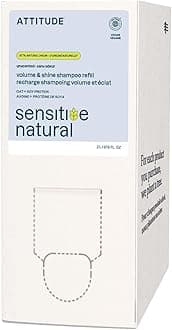 ATTITUDE Extra Gentle Hair Shampoo for Sensitive Dry Scalp, EWG Verified, Soothing Oat, Thin Hair, Naturally Derived Ingredients, Vegan Plant-Based, Unscented, Bulk Refill, 2 Liters